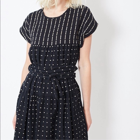 Ace & Jig Austin Dress In Voyage Black Stripe Polka Dot Pockets Belted Sz S - Picture 2 of 7